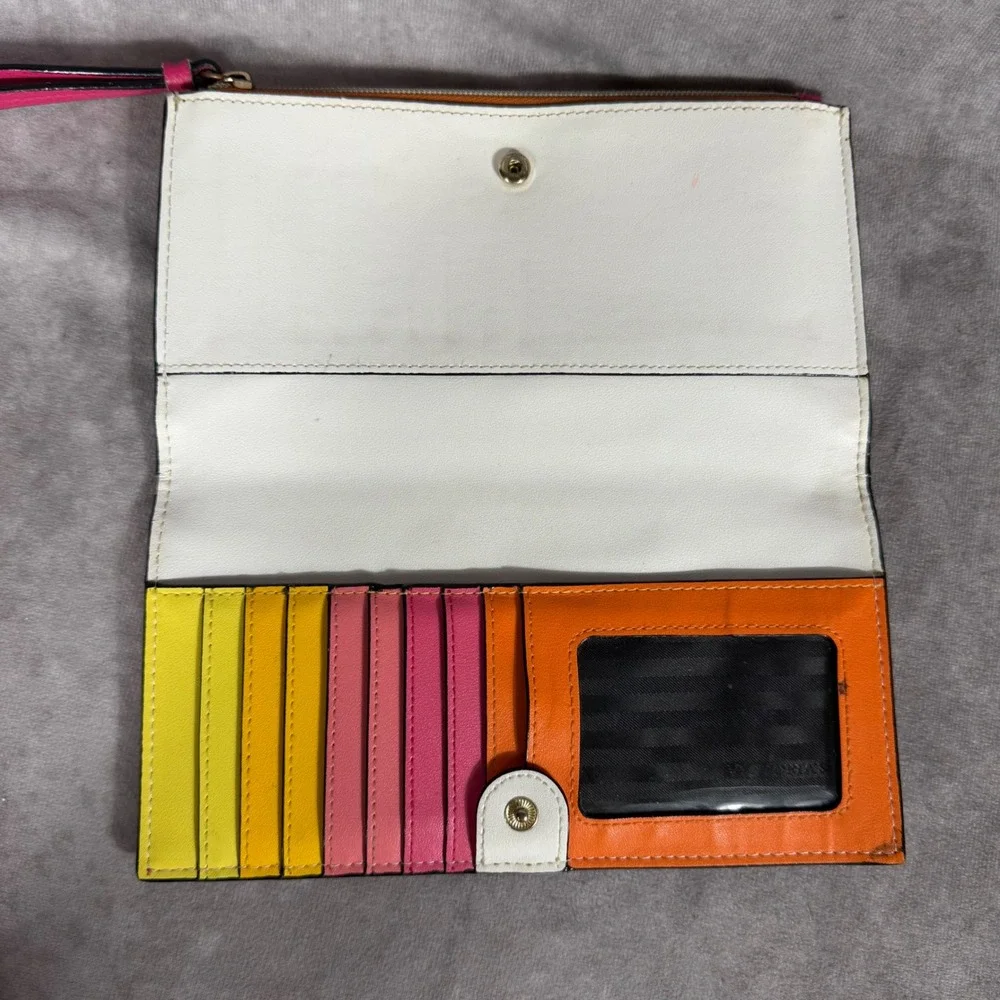 Victoria's Secret Wristlet‎ Wallet Colorblock Pink Orange Yellow Multi Card Case - Picture 3 of 8